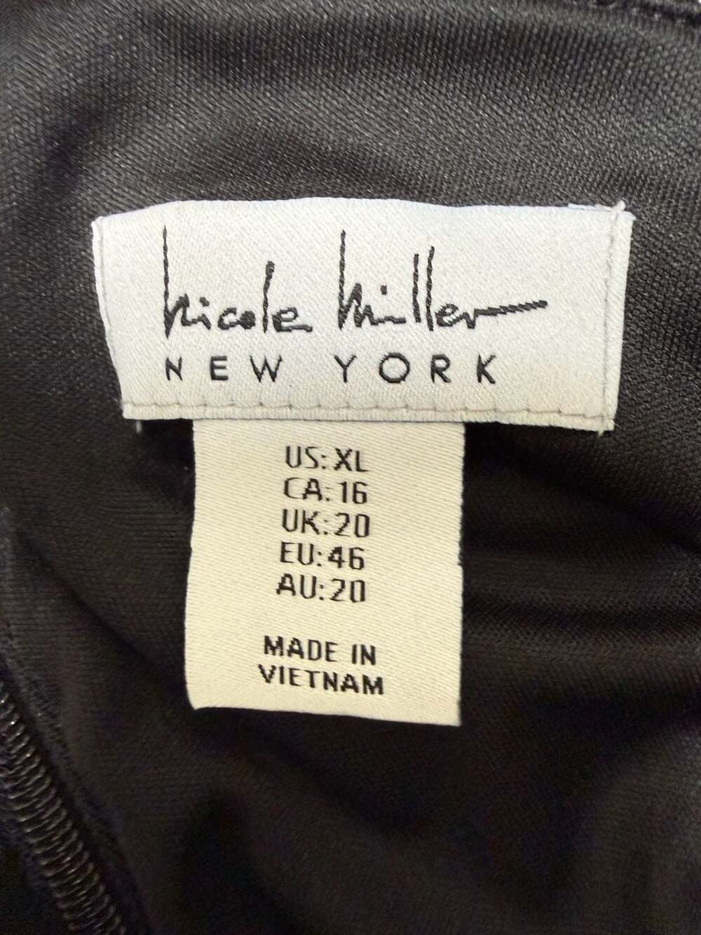 Nicole Miller New York Women Black Metallic Jumpsuit Belt Stretch Comfy Size XL